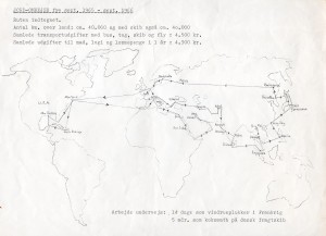 Jorden rundt på stop 1965-66. Tegning 1966 Erik K Abrahamsen