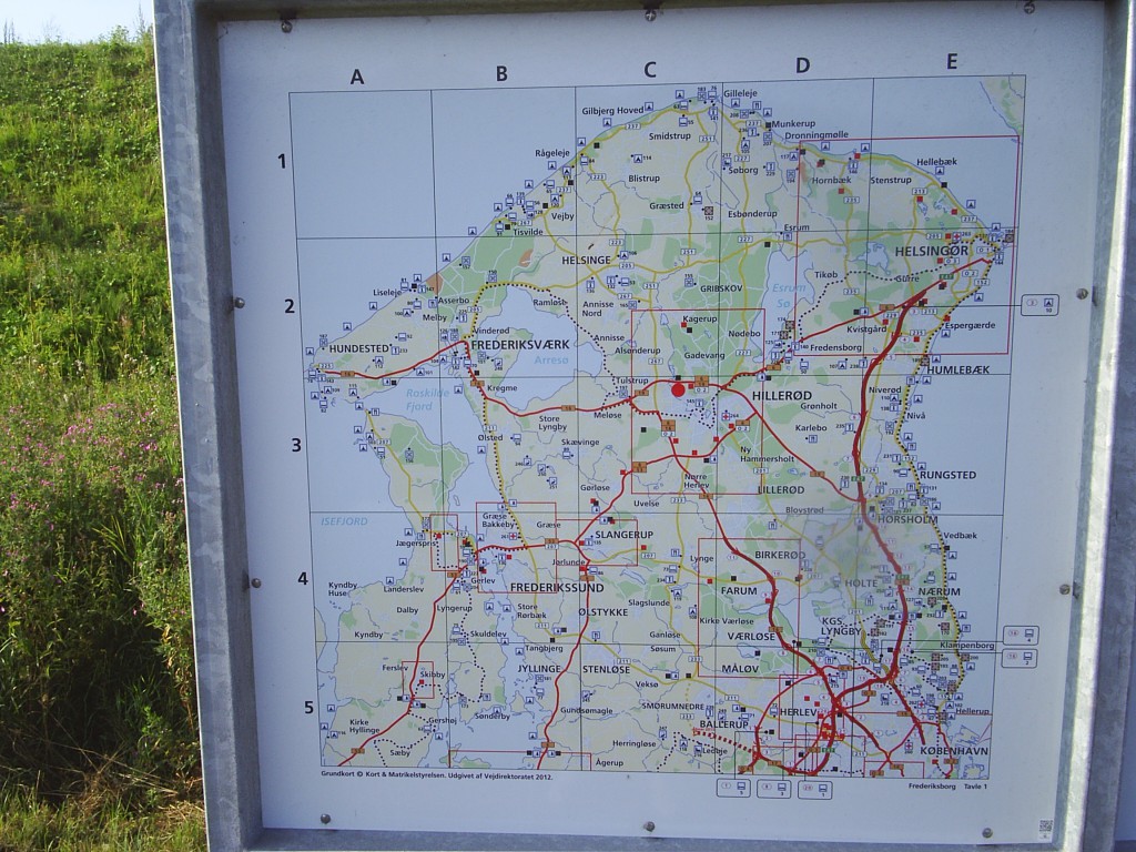 Kort over Nordsjælland. Foto august 2013 af Erik K Abrahamsen