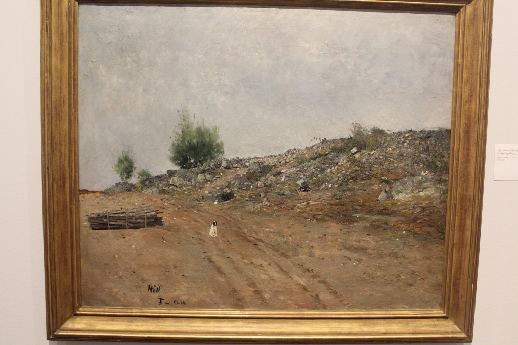 Carl Fredrik Hill: "Vej med siddende hundontainebleau, 1876. Olie på lærred. 81 x 101 cm