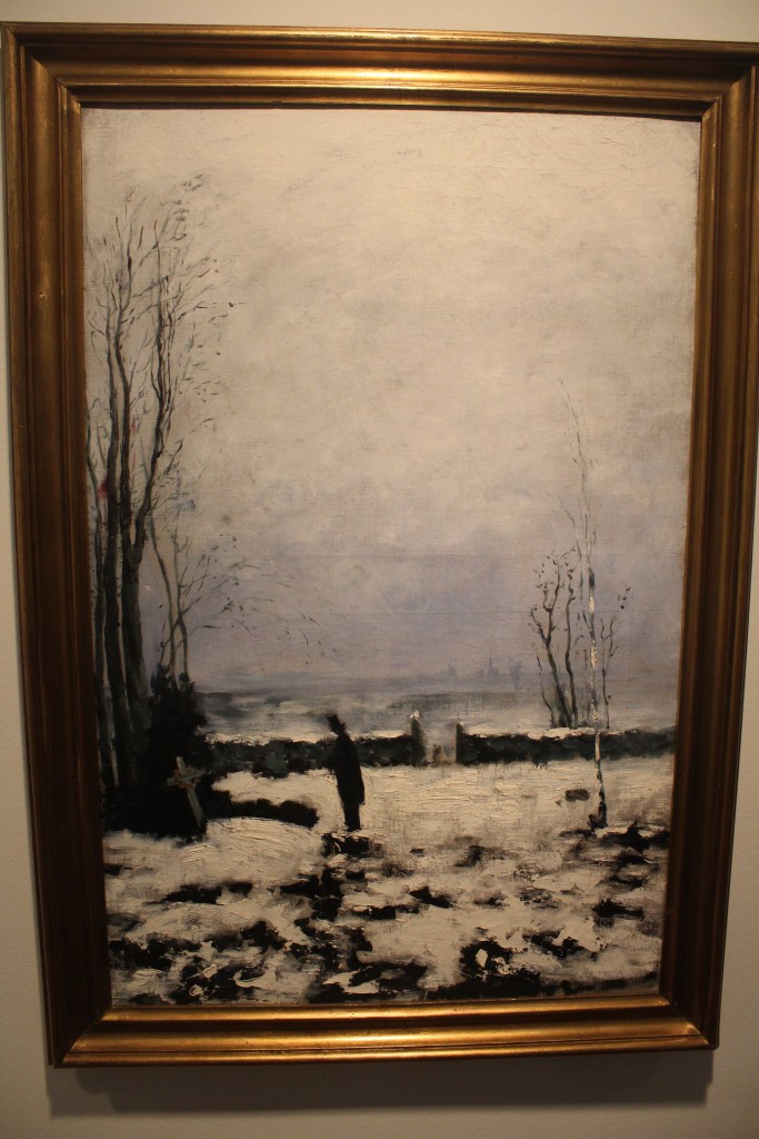 Carl Fredrik Hill: " Kirkegården", 1877. Olie på lærred, 106 x 65 cm. 