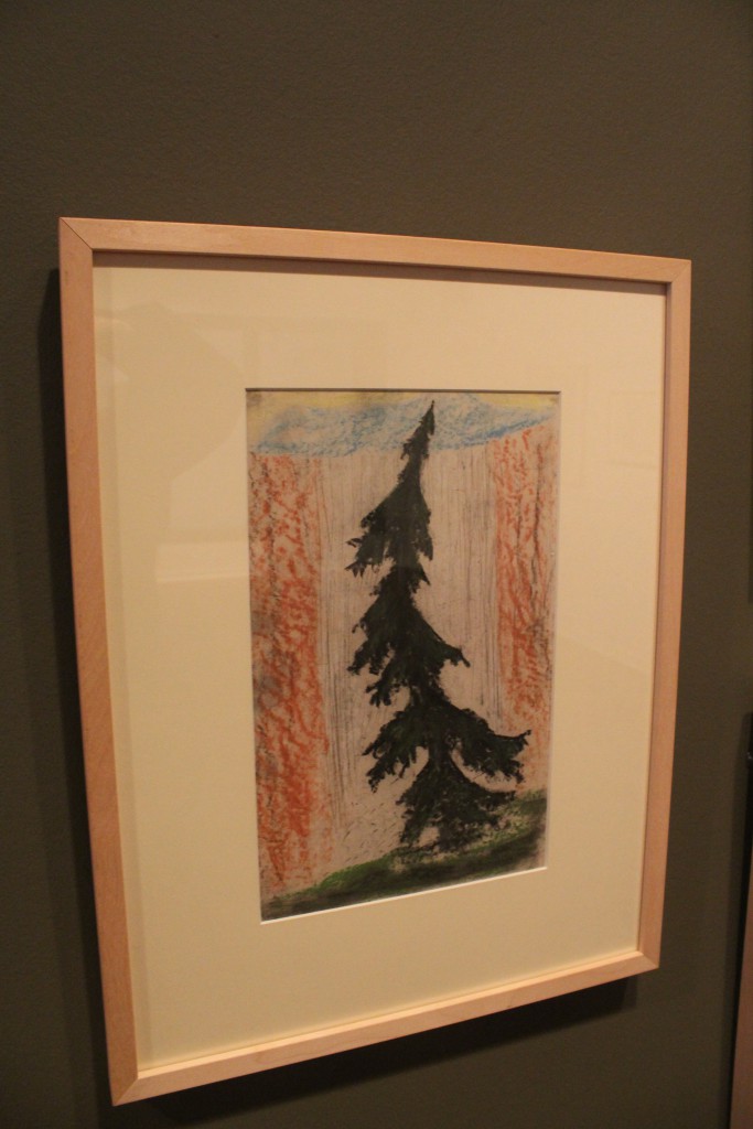 Carl Fredrik Hill: "Gran ved vandfald", u.å. Farvekridt på papir, 36,5 x 22,7 cm. Malmø Kunstmuseum. Photo