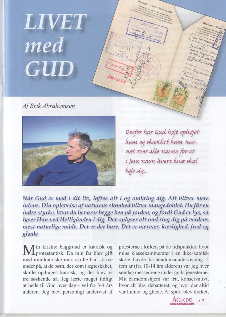 Folder "Alle nationer berørt - Alle hjerter forbandlet". My christian tesimony. Page 1 out of 4. Published by Aglow International 2014. Scanned 2015