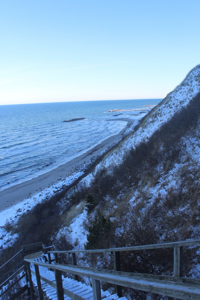 Hylligebjerg Cliff. Stairs down from top t