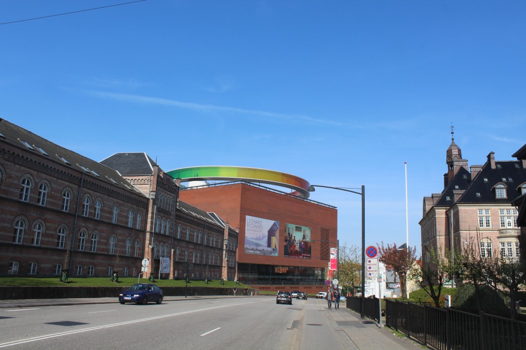 ARoS Artmuseum. View in direction north . At left old barrack and at ri