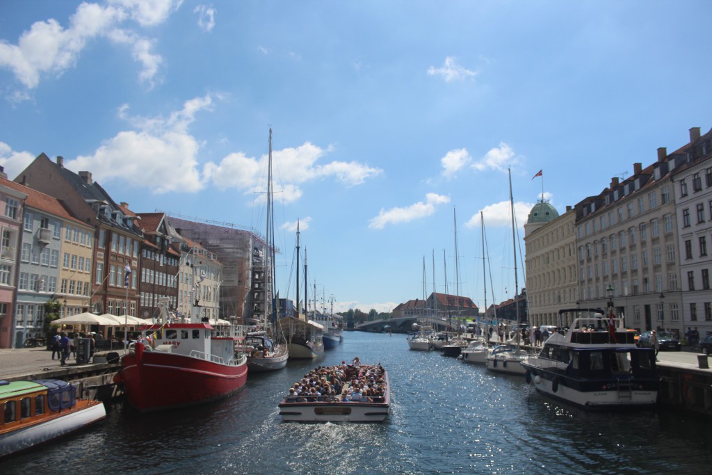 View from Nyhavn to new walk- and bike bridge passing Copenhagebn Inner Harbour. Photo 