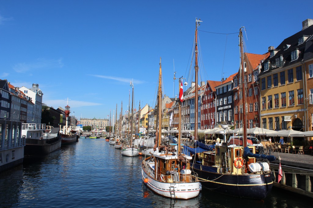 Nyhavn built as a canal 400 m long and 15 m widefrom Copenhagen Inner Harbour to center of Copenhagen for commercial ships