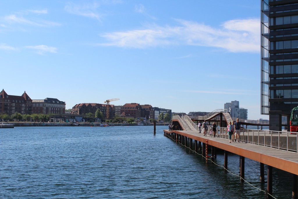 Kalvebod brygge. View to "Kalvebod Wave" at right and Copenhagen Inner Harbour at left Islands Brygge