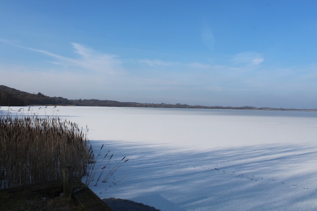 Arreæs Peninsula. View to Arresø lake and Vinderøs Church in the distance. Photo in direction north 9. february 2018 by erik K Abrahamsen.