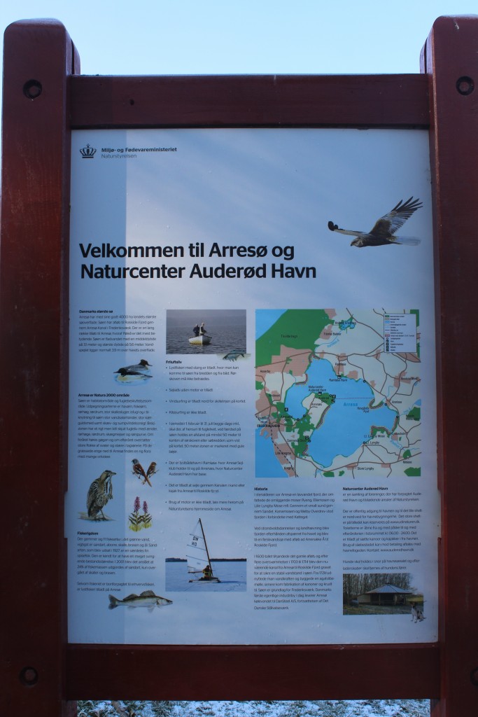 Plate on Nature Center Auderød Harbour. Photo 9. february 2018 by Erik K Abrahamsen.