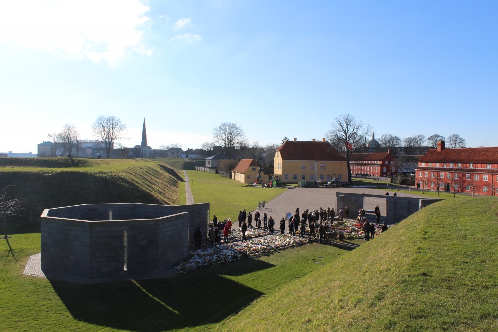 Fortress Kastellet with ramparts. View from top of Princess bastion to Monument
